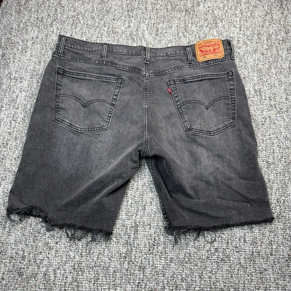 Levi's 405 Shorts Mens Size 40 Stretch Casual Denim Cut Off Jorts Black